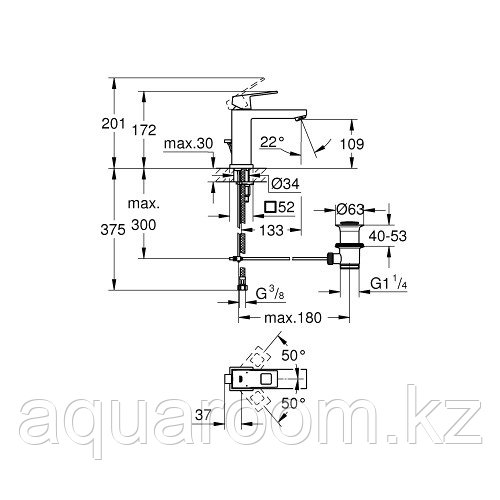 Смеситель для раковины GROHE Eurocube однорычажный (23445000) - фото 4 - id-p78158711