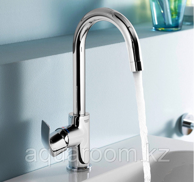 Смеситель для раковины GROHE Eurosmart New с высоким изливом и донным клапаном, L-size, хром (23537002) - фото 4 - id-p78158634