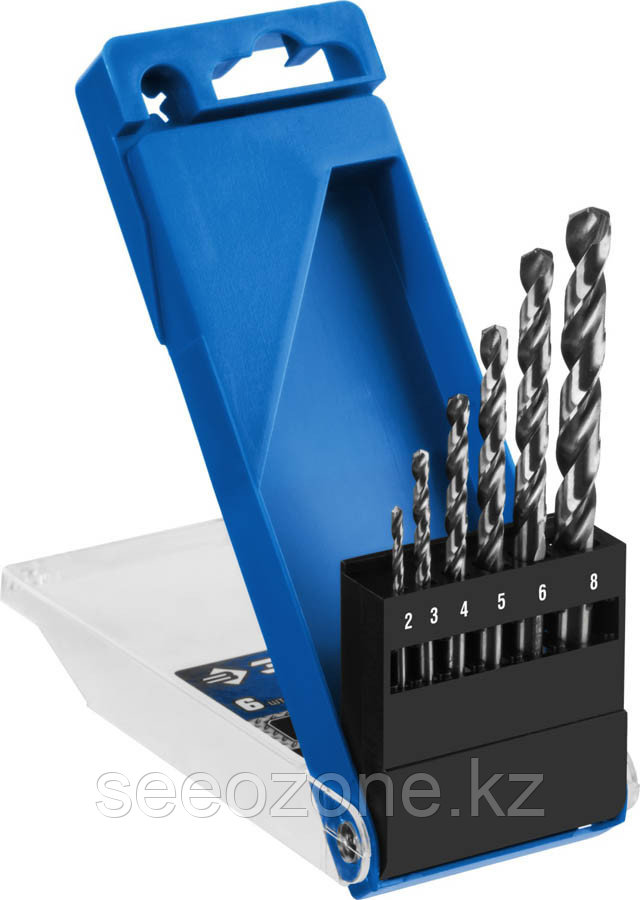 Набор сверл по металлу ЗУБР 6 шт. (Ø 2-8 мм), класс А, Р6М5, серия "Профессионал" (29625-H6)