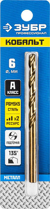 Сверло по металлу ЗУБР Ø 6 x 93 мм, класс А, Р6М5К5, серия "Профессионал" (29626-6), фото 2