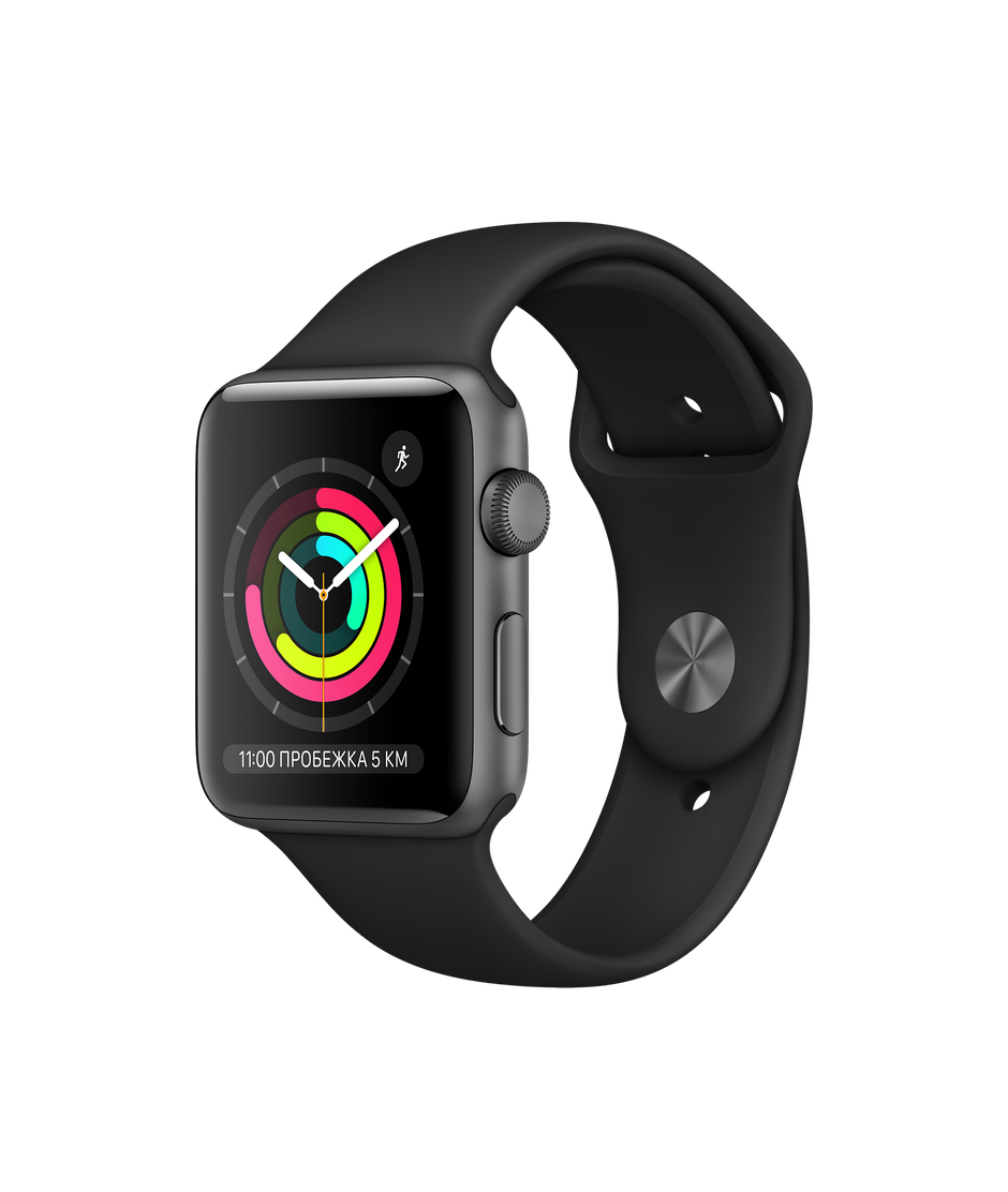 Apple Watch Series 3 42mm Space Gray Aluminum Case with Black Sport Band