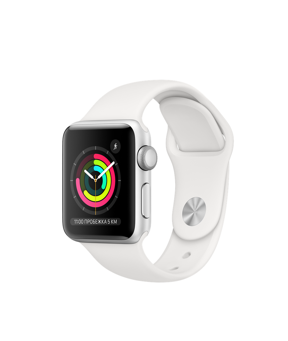 Apple Watch Series 3 38mm Silver Aluminum Case with White Sport Band
