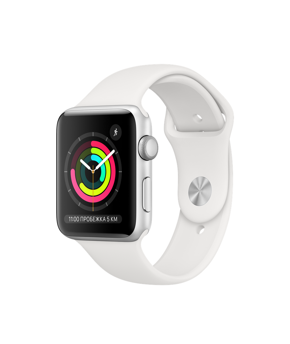 Apple Watch Series 3 42mm Silver Aluminum Case with White Sport Band