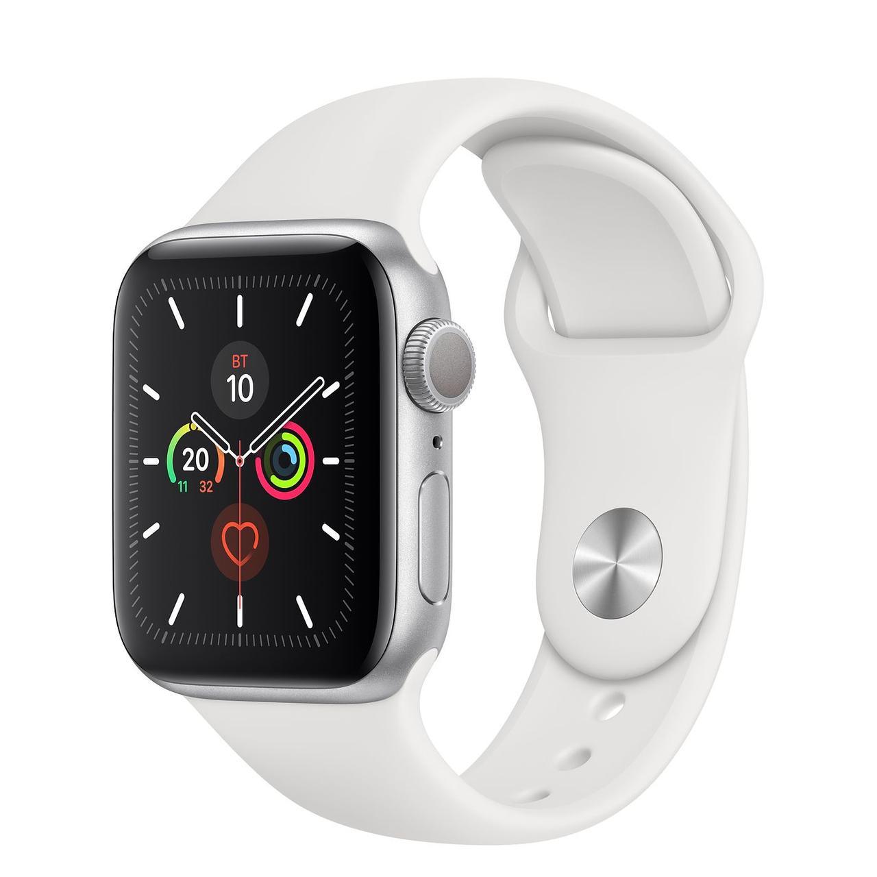 Apple Watch Series 5 40mm Silver Aluminum Case with White Sport Band