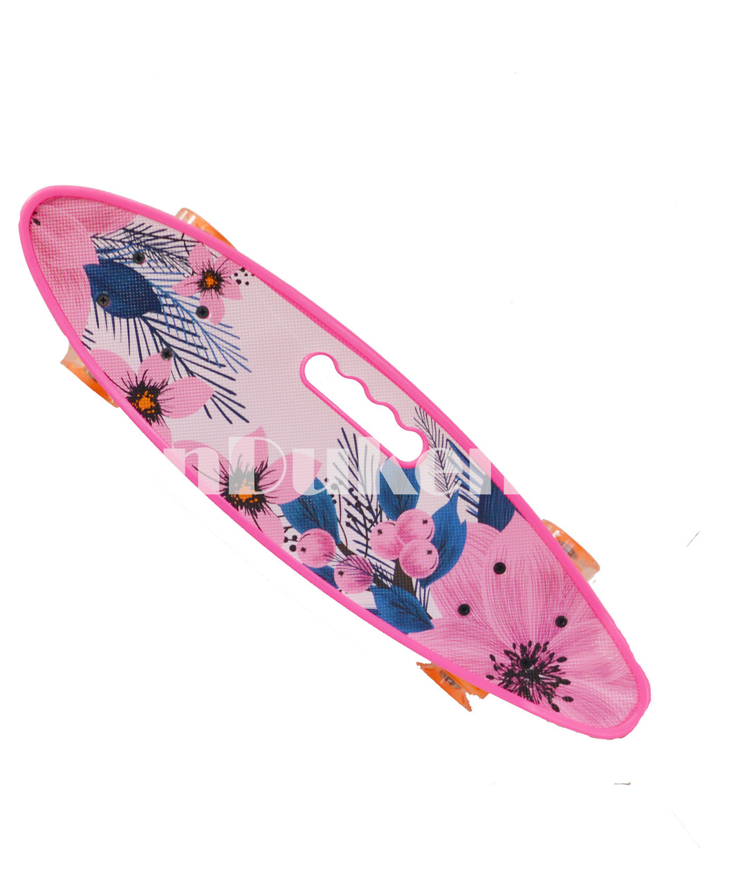 Лонгборд подростковый 59*16 Penny Board с ручкой и со светящимися колесами (пенни борд) Flowers - фото 3 - id-p79692972