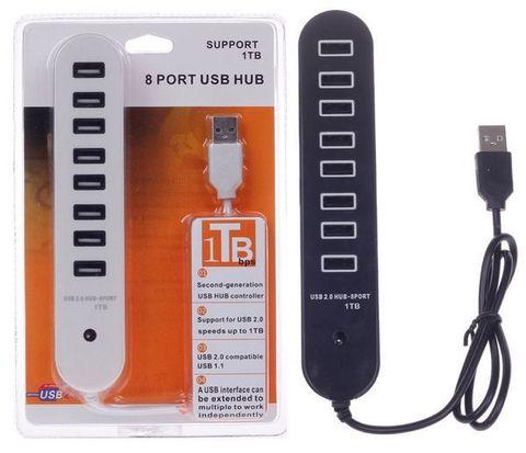 Разветвитель USB HUB на 8 портов 2.0 с разъемом для подключения доп. питания