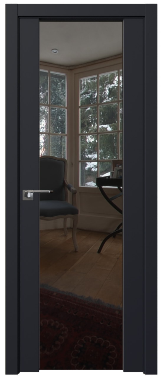 Дверь межкомнатная царговая 8U Черный матовый, Зеркальный триплекс, 900 - фото 1 - id-p79791519