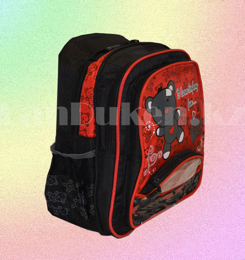 Рюкзак с ортопедической спинкой детский со светоотражателями и с очками Мишка JinRong F 50 красный - фото 4 - id-p79804484