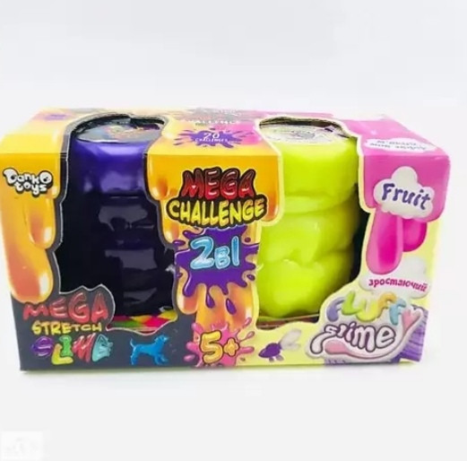 Вязкая масса "2 в 1 "Mega Stretch Slime" та "Fluffy Slime"