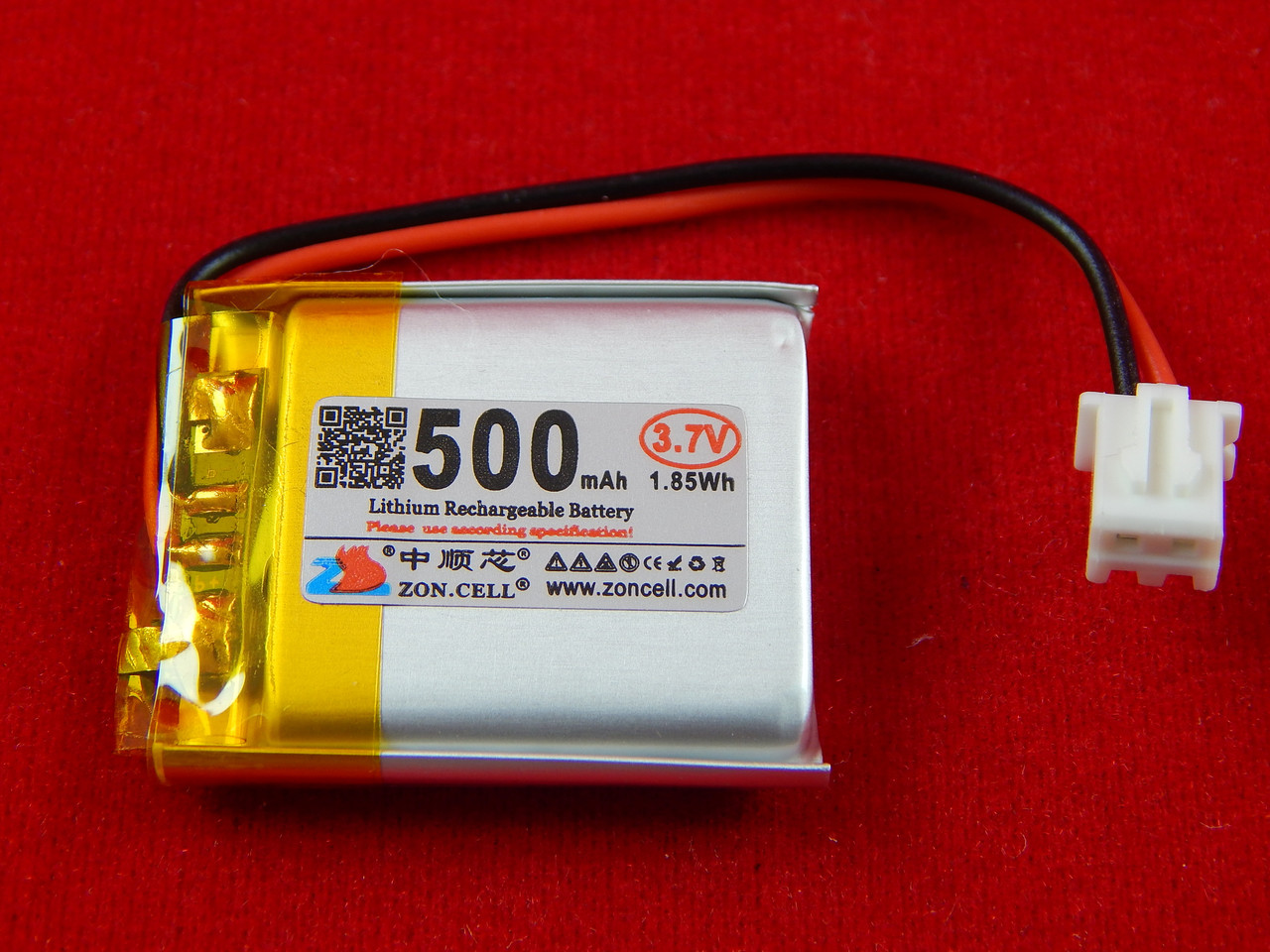 Литий-полимерный аккумулятор, 500 mAh, 3.7V, 602530 - фото 1 - id-p79859549