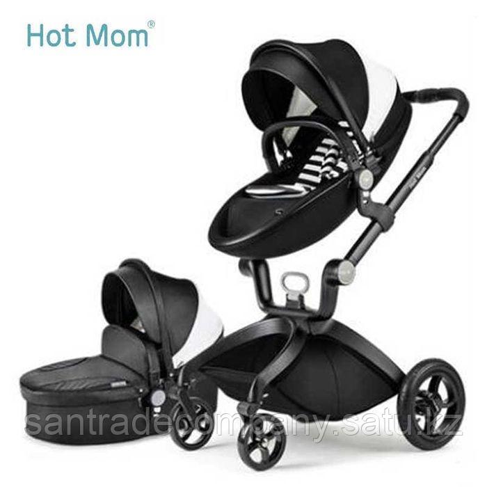 Детская коляска 2в1 Hot Mom зко-кожа(черный)