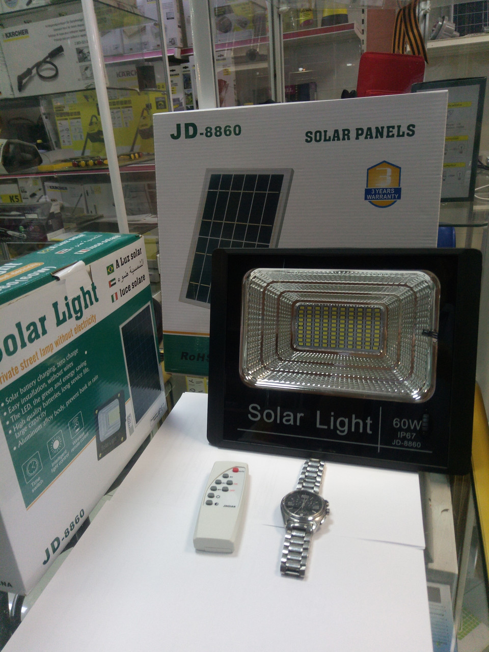 Прожектор на солнечной батарее 60 ватт LED для наружного и внутреннего освещения - фото 9 - id-p79876197