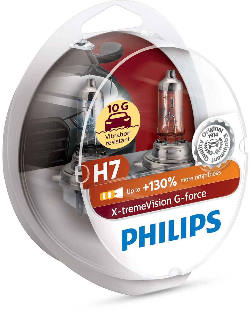 Галогеновые лампы Philips H7 X-tremeVision G-force +130%, фото 1