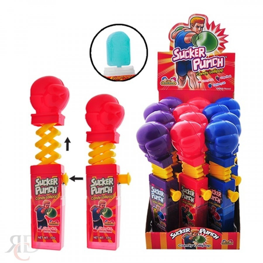 Леденец с фруктовым вкусом Боксёрские перчатки  Sucker Punch Candy Lollipop (кулак)  17 гр (12шт-упа