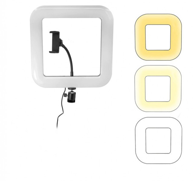 Квадратная светодиодная селфи лампа с держателем для телефона, D35 BEAUTY LIVE SQUARE LIGHT CST-318 - фото 1 - id-p79914800