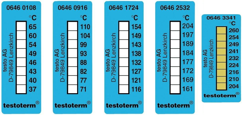 Testo Самоклеющиеся термополоски (10 шт) 161-204°С