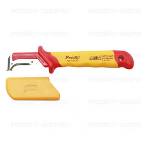 PD-V003D Pro'sKit Нож кабельный изогнутый (серп тонкий с опорой) изолированный 1000В (50*185мм)