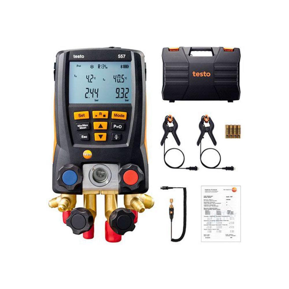 Testo 557 Bluetooth в комплекте с 2 зондами-зажимами, внешним вакуумным зондом (Пиранни), батарейками, кейсом для транспортировки