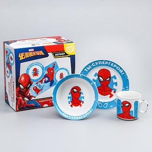 Набор посуды "Ты - супергерой", Человек-паук, кружка , тар. 17 см, сал.360 мл(без коврика)