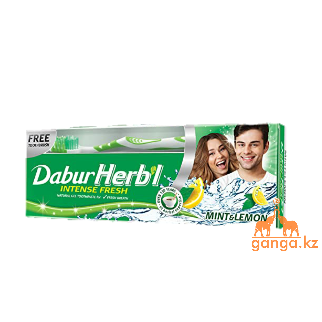 Гелевая Зубная паста Мята и Лимон (Mint & Lemon DABUR HERB'L) 150г + зубная щетка