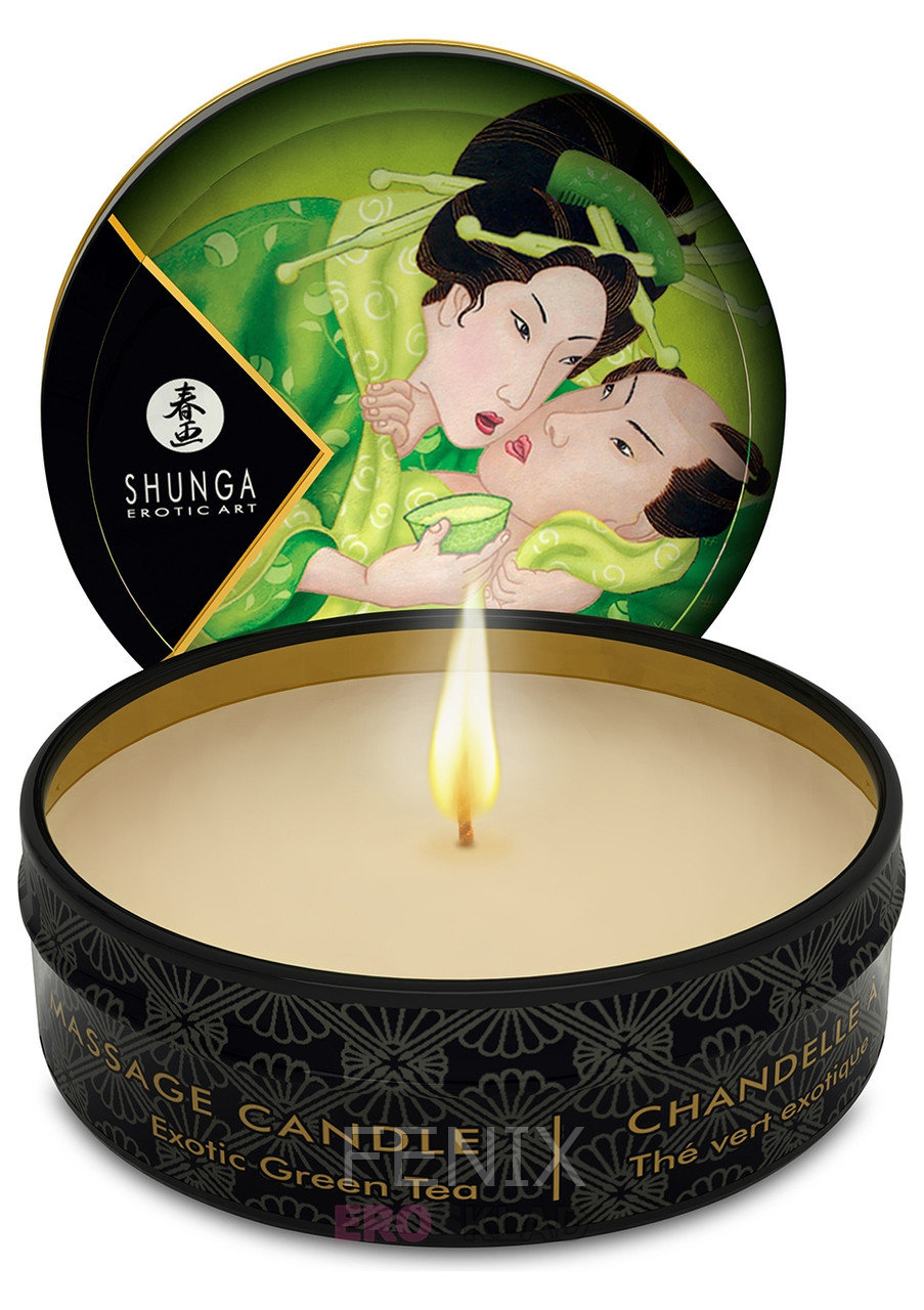 Массажная свечка зеленый чай Massage Candle (Shunga), 30 мл.