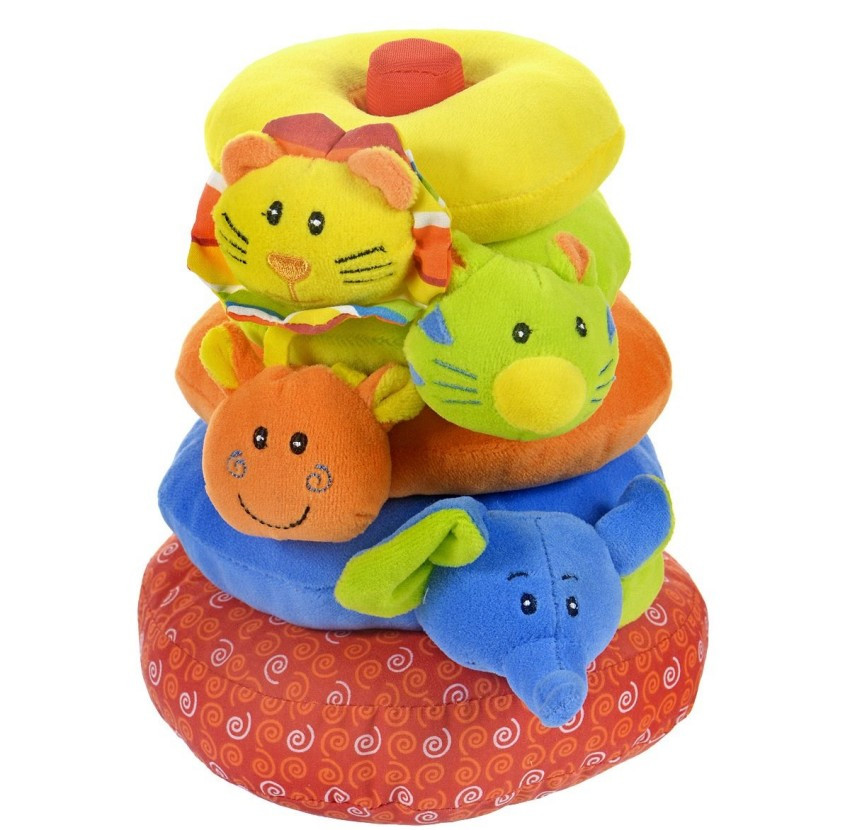 Развивающая игрушка I-BABY пирамидка ДРУЗЬЯ ИЗ ДЖУНГЛЕЙ 23 см (в кор. по 8 шт.)