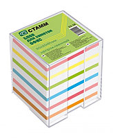 Блок бумаги для записи 9х9х9, цветной, в пластбоксе, СТАММ