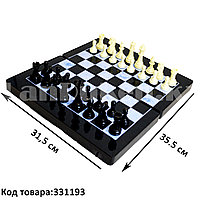 Шахматы, шашки, нарды 3 в 1 мраморный Gurng Ying 8899 35,5х31,5 см