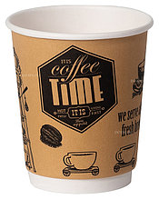 Стакан бумажный для горячих напитков "COFFEE TIME" 250 мл 50шт/уп 1000 шт/кор