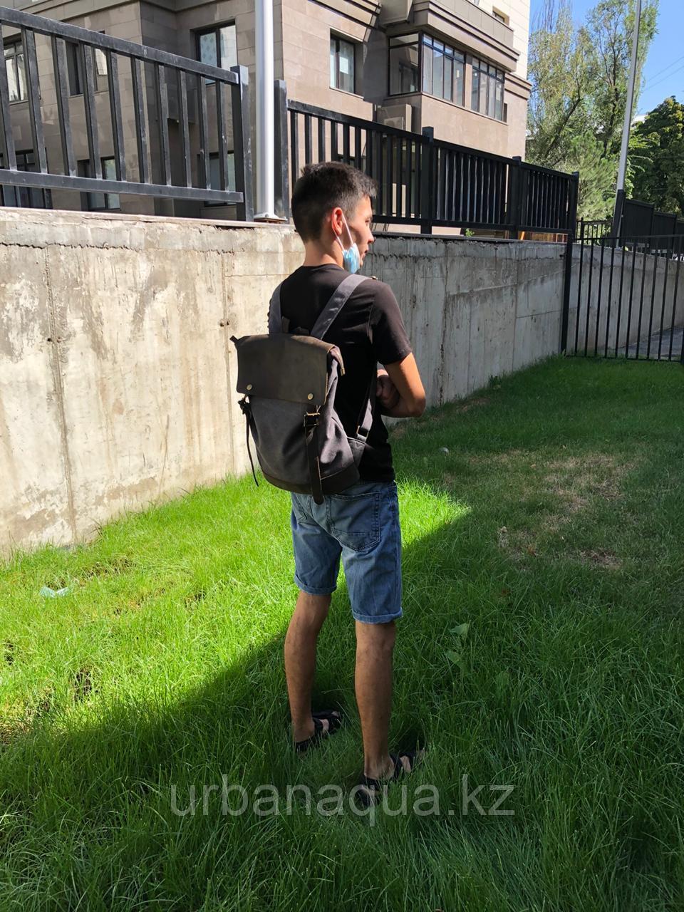 Модный рюкзак кожаный холщовый мужской школьная сумка военный женский (MOCHILA) Whatsapp +77052433422 - фото 2 - id-p80001636