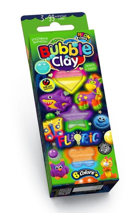 Набор креативного творчества "BUBBLE CLAY FLUORIC АКУЛА-ЕДИНОРОГ" 6 цветов