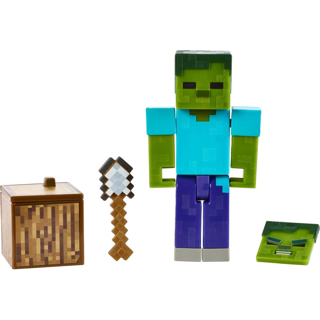 Minecraft Фигурка Майнкрафт Зомби с аксессуарами, 7 см