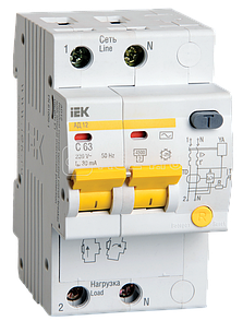 Выключатель автоматический дифференциального тока 2п C 32А 30мА тип AC 4.5кА АД-12 ИЭК MAD10-2-032-C-030