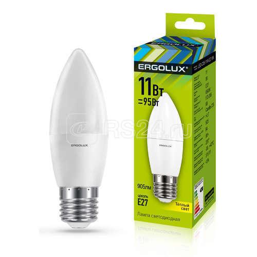 Лампа светодиодная LED-C35-11W-E27-3K Свеча 11Вт E27 3000К 172-265В Ergolux 13621 - фото 1 - id-p80105375