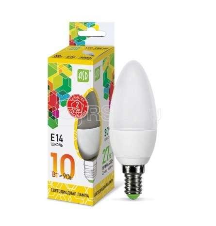 Лампа светодиодная LED-СВЕЧА-std 10Вт 230В E14 3000К 900Лм ASD 4690612015507 - фото 1 - id-p80105633