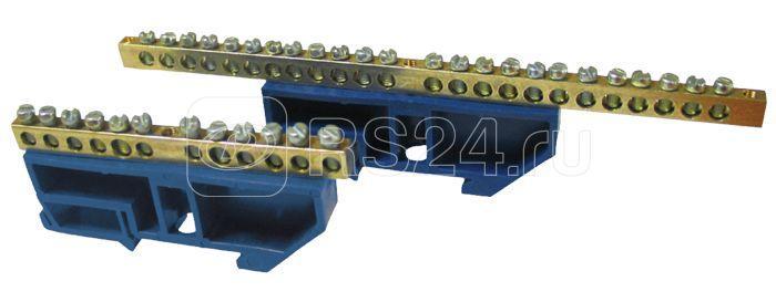 Шина нулевая N 6х9 20 отвер. никель син. изолятор на DIN-рейку PROxima EKF sn1-63-20-d