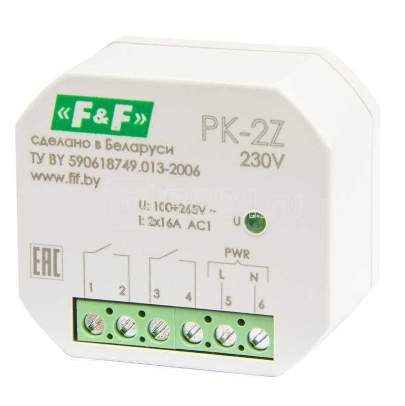 Реле промежуточное PK-2Z-230 100-265В AC/DC 16А 2NO/NC для установки в монтаж. коробку d=60мм IP20 F&F EA06.001.049
