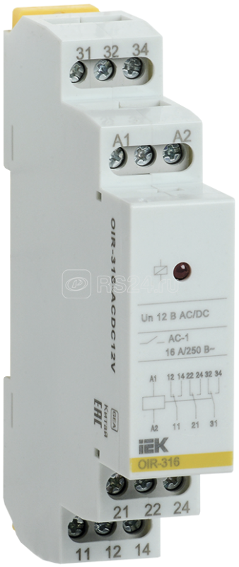 Реле промежуточное OIR 3 конт. (16А) 12В AC/DC ИЭК OIR-316-ACDC12V