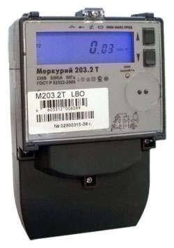 Счетчик "Меркурий" 203.2Т GBO 1ф 5-60А 1 класс точн.; многотариф. оптопорт GSM ЖКИ Моск. вр. Инкотекс 32582