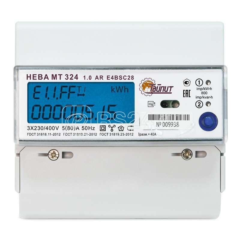 Счетчик НЕВА МТ 324 1.0 AR E4SС (E4BSC28) 3ф 5-80А 1.0/2.0 класс точн. оптопорт RS485 рейка ЖКИ Моск. вр. Тайпит 6119030