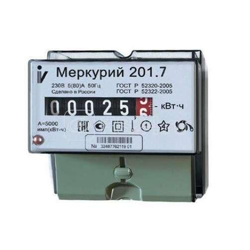 Счетчик "Меркурий" 201.7 1ф 5-60А 1 класс точн. 1 тариф. мех. табло DIN-рейка Инкотекс 32680 - фото 1 - id-p80108841