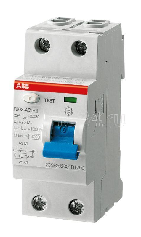 Выключатель дифференциального тока (УЗО) 2п 40А 30мА тип A F202 ABB 2CSF202101R1400 - фото 1 - id-p80109565