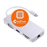 Адаптер (переходник) USB-C to LAN, 2*USB 3.0, USB-C out, VGA, HDMI and 2 cardreaders для ноутбука Арт.5697