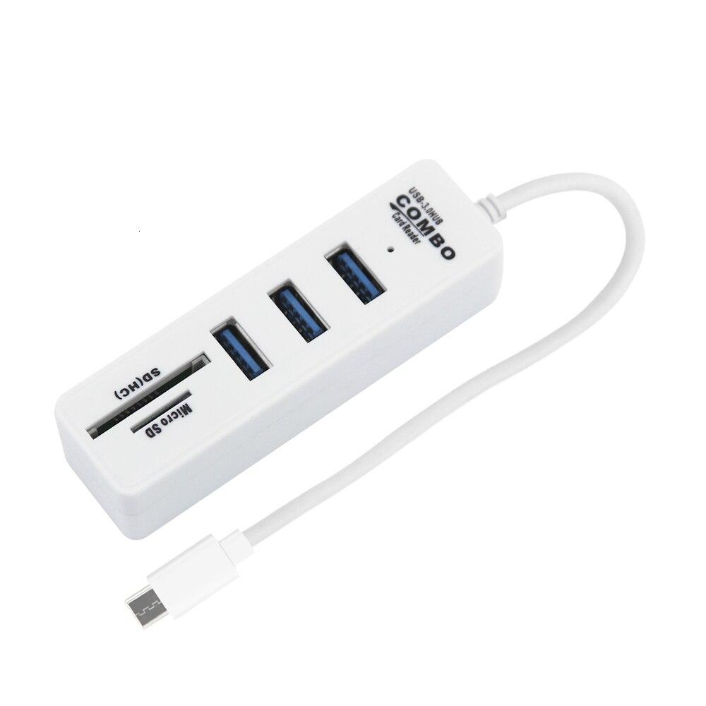 Картридер USB Type C хаб на 3 USB-порта и 2 слота для карт памяти, COMBO 3.0 - фото 1 - id-p80126052