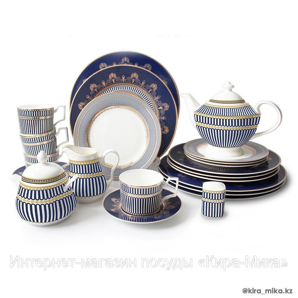 Сервиз люкс класса из костяного фарфора «Royal Blue Danube» на 6 персон