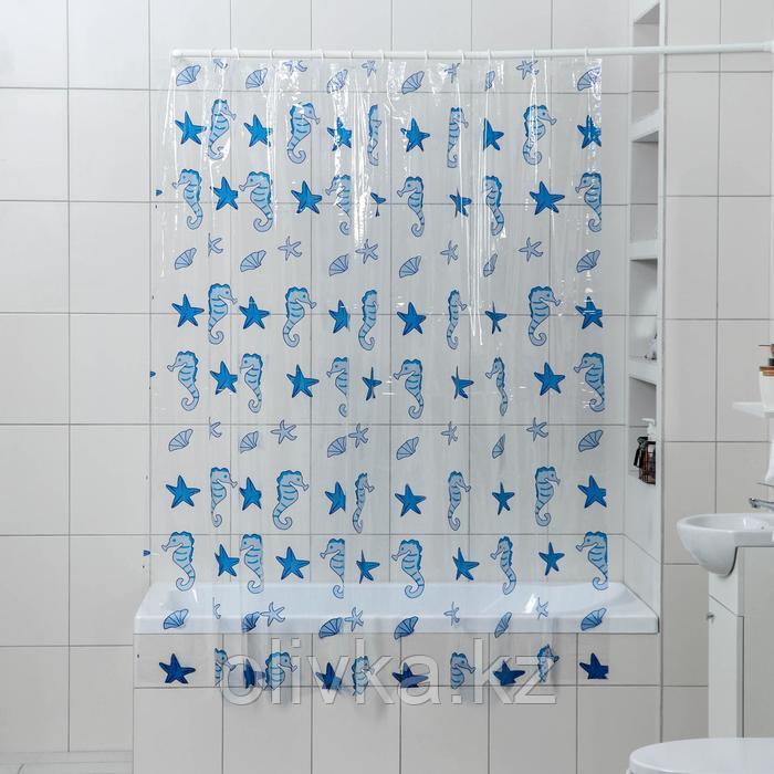 Штора для ванной комнаты Доляна «Морская глубина», 180×180 см, PVC