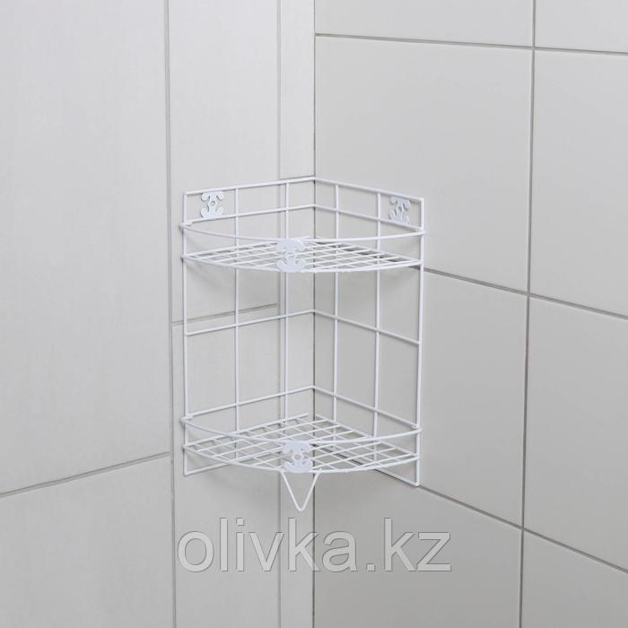 Полка углова 2-х ярусная, 20×20×33 см, цвет белый