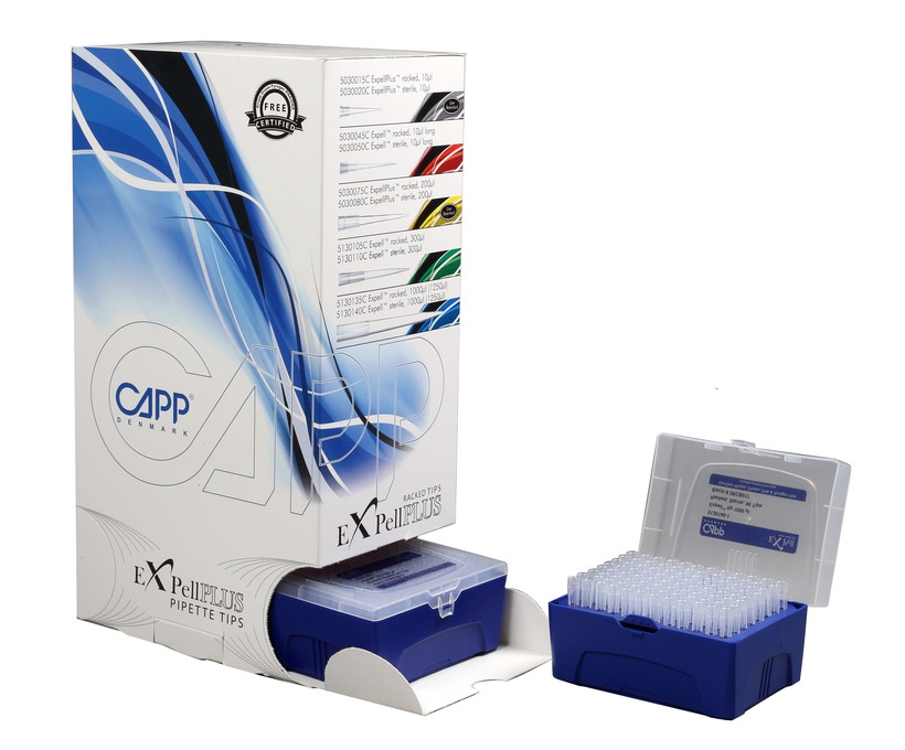 Наконечники CAPPTip 10L (0.2-10 мкл) для одноканальных дозаторов CAPP, стерильные, 1штатив х 96 шт