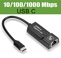 USB Type-C-ден LAN RJ45-ке дейінгі адаптер (Ethernet 1 Gigabit, USB 3.0)