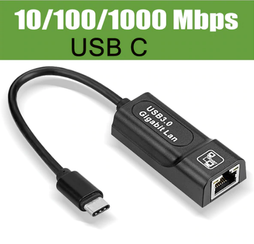 Переходник с USB Type-C на LAN RJ45 (Ethernet 1 Gigabit, USB 3.0) - фото 1 - id-p80171901